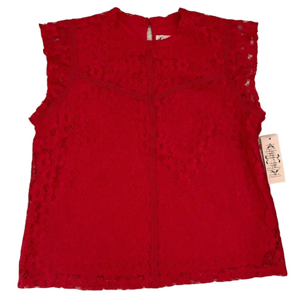 Red Sleeveless Lace Blouse By Nanette Lepore Womens Size L Anthropologie